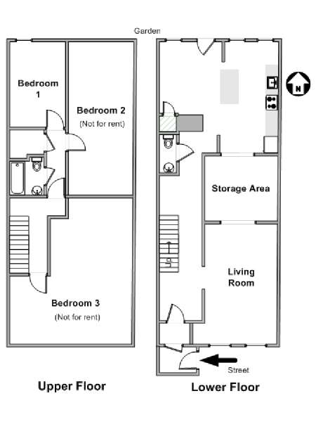 New York 3 Bedroom roommate share apartment - apartment layout  (NY-19829)