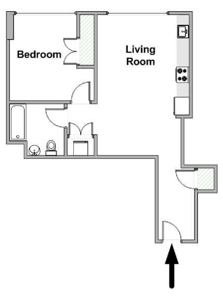 New York 1 Bedroom apartment - apartment layout  (NY-19848)