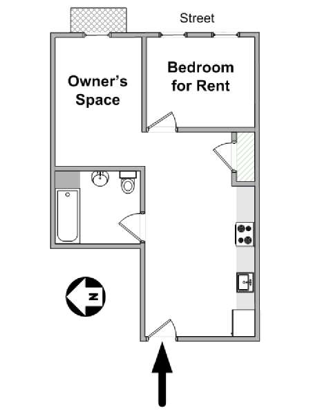 New York 2 Camere da letto stanza in affitto - piantina approssimativa dell' appartamento  (NY-19860)