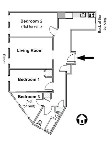 New York T4 appartement colocation - plan schématique  (NY-19862)