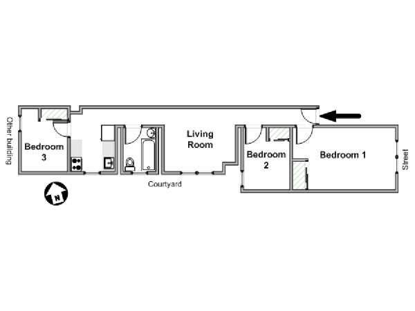 New York 3 Bedroom apartment - apartment layout  (NY-19895)