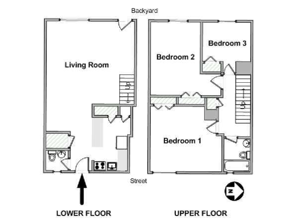 New York 3 Bedroom roommate share apartment - apartment layout  (NY-19906)