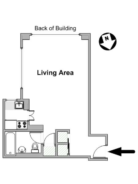New York Monolocale appartamento - piantina approssimativa dell' appartamento  (NY-8729)