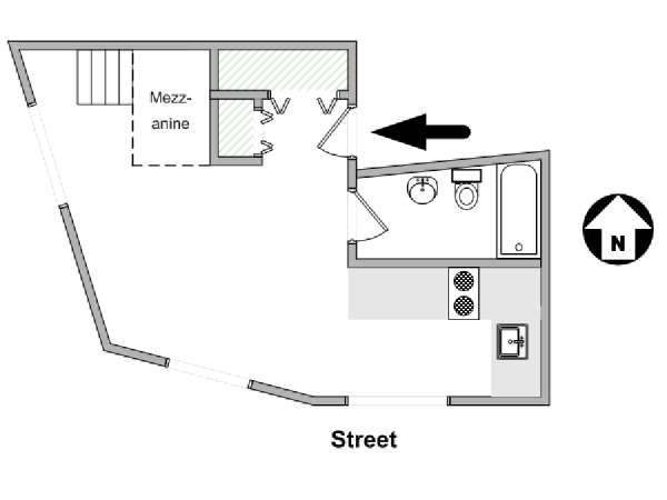 Paris Studio T1 logement location appartement - plan schématique  (PA-750)