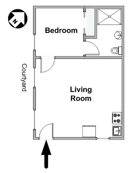 Parigi 1 Camera da letto appartamento casa vacanze - piantina approssimativa dell' appartamento  (PA-1544)