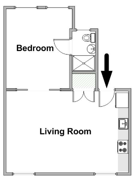Paris 1 Bedroom - Loft accommodation - apartment layout  (PA-1632)