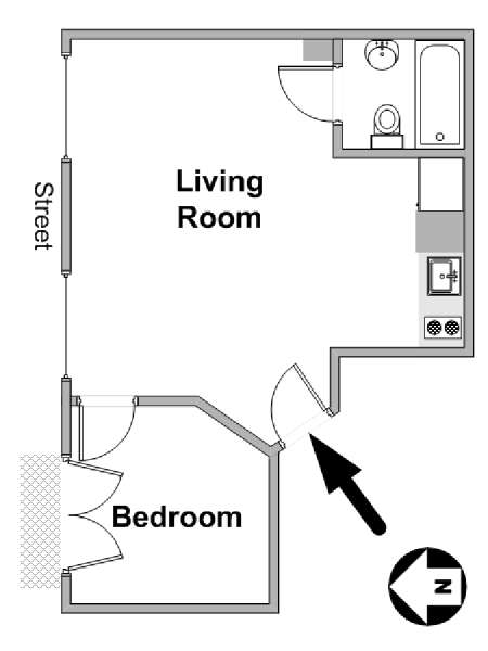 Paris 1 Bedroom apartment - apartment layout  (PA-2281)