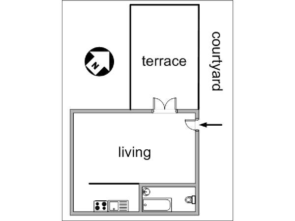 Paris Studio apartment - apartment layout  (PA-2986)