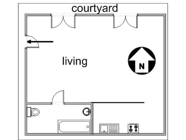 Paris Studio apartment - apartment layout  (PA-3038)
