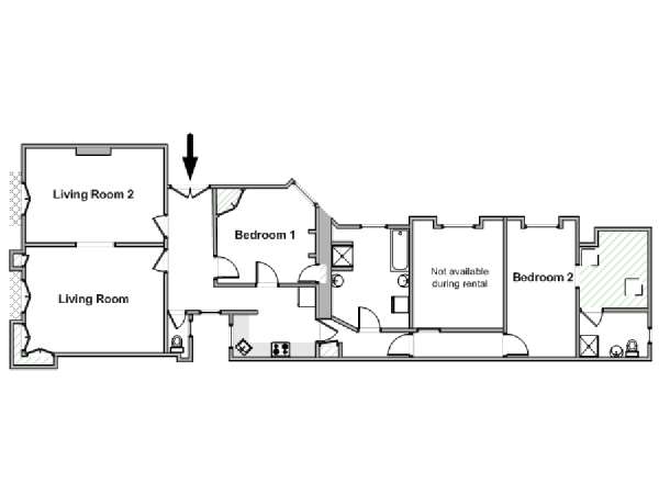 Paris 2 Bedroom apartment - apartment layout  (PA-4153)