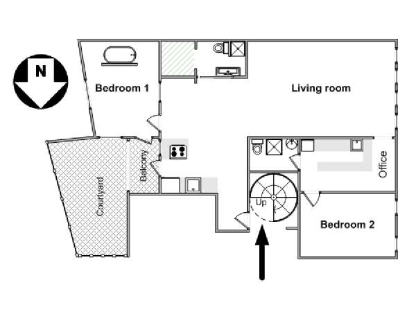 Paris 1 Bedroom - Loft apartment - apartment layout  (PA-4512)