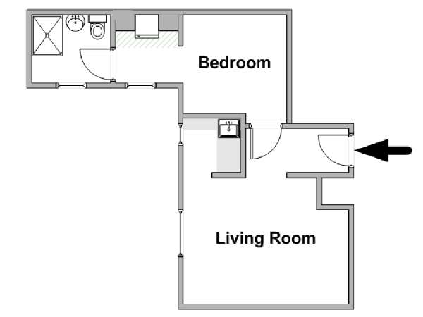 Paris 1 Bedroom apartment - apartment layout  (PA-4896)
