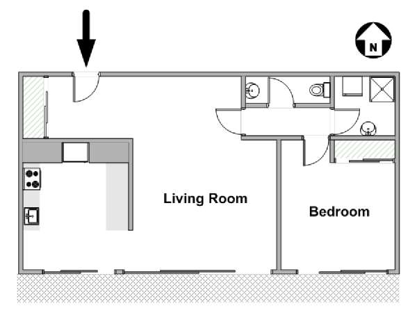 Parigi 1 Camera da letto appartamento casa vacanze - piantina approssimativa dell' appartamento  (PA-4899)
