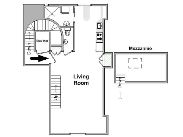 Paris Studio accommodation - apartment layout  (PA-4909)
