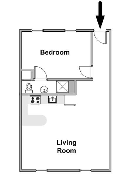 Paris 1 Bedroom accommodation - apartment layout  (PA-4910)