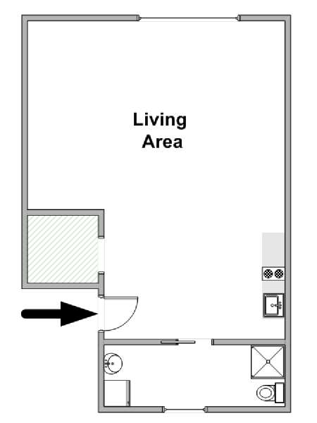 Paris Studio T1 logement location appartement - plan schématique  (PA-4911)