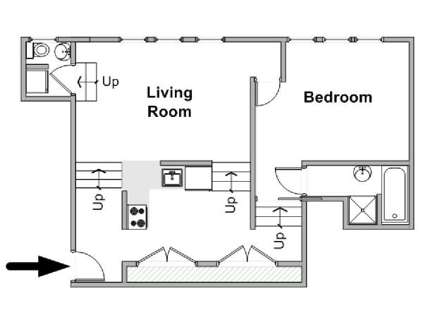 Paris 1 Bedroom - Loft apartment - apartment layout  (PA-4912)