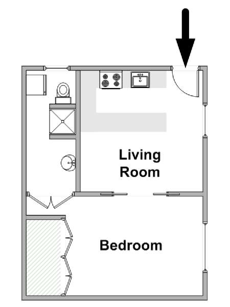 Parigi 1 Camera da letto appartamento casa vacanze - piantina approssimativa dell' appartamento  (PA-4919)