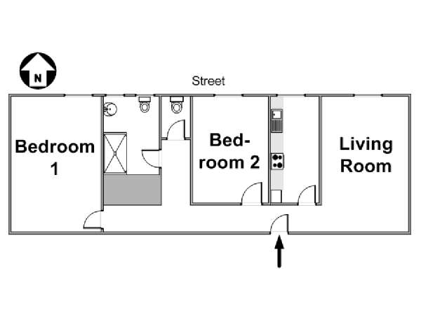 Paris T3 logement location appartement - plan schématique  (PA-4923)