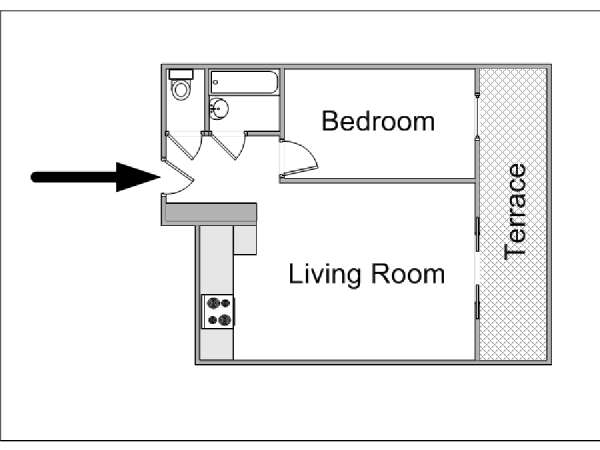 Sud della Francia - Costa Azzurra - 1 Camera da letto appartamento casa vacanze - piantina approssimativa dell' appartamento  (PR-1036)