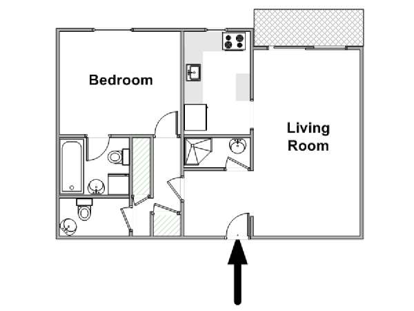 Sud della Francia - Costa Azzurra - 1 Camera da letto appartamento casa vacanze - piantina approssimativa dell' appartamento  (PR-1282)